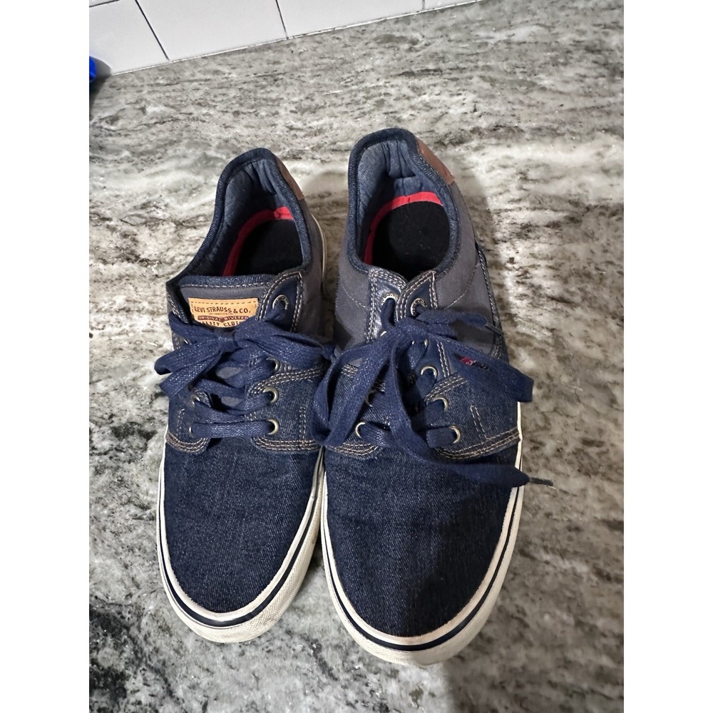 Levis Strauss Mens 10.5 Navy Blue Denim Low Top Sneakers 51849372U